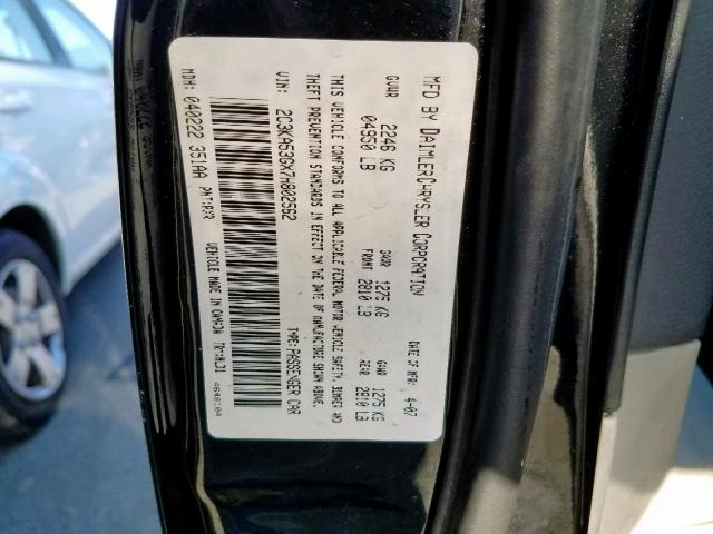 2C3KA53GX7H802562 - 2007 CHRYSLER 300 TOURIN BLACK photo 10