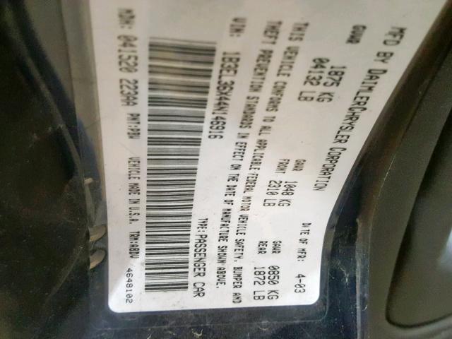 1B3EL36X44N146916 - 2004 DODGE STRATUS SE BLUE photo 10