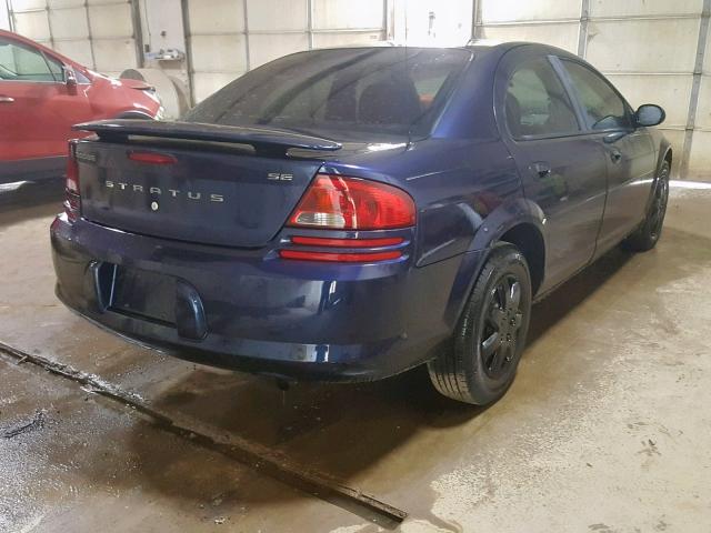 1B3EL36X44N146916 - 2004 DODGE STRATUS SE BLUE photo 4