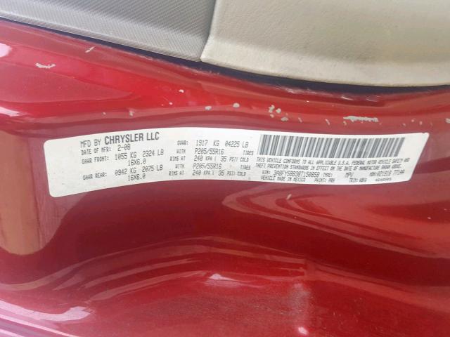 3A8FY58B38T150858 - 2008 CHRYSLER PT CRUISER RED photo 10