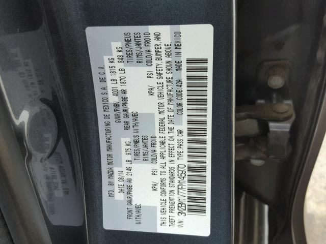 3MZBM1V77FM145970 - 2015 MAZDA 3 TOURING GRAY photo 10