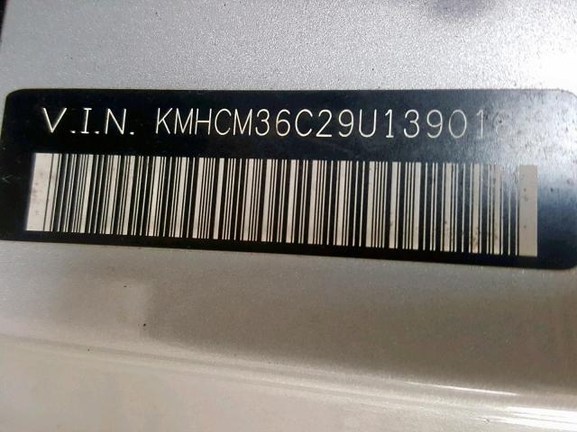 KMHCM36C29U139018 - 2009 HYUNDAI ACCENT GS SILVER photo 10