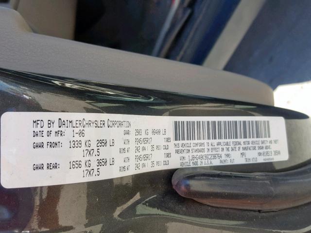 1J8HG48K96C238764 - 2006 JEEP COMMANDER 棕色 照片 10