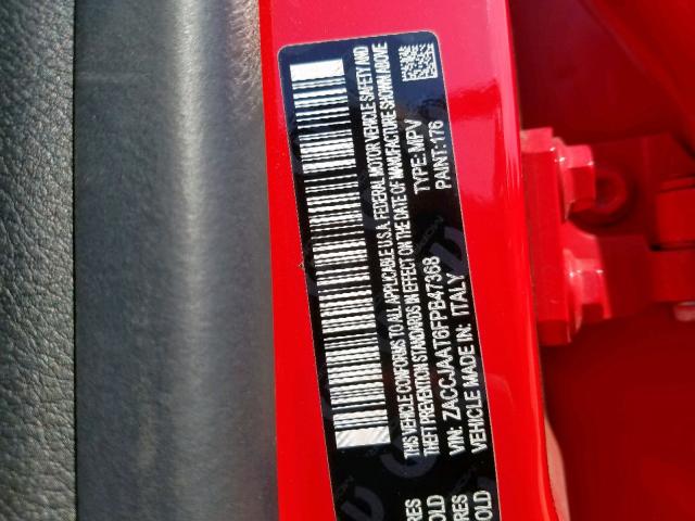 ZACCJAAT6FPB47368 - 2015 JEEP RENEGADE S RED photo 10