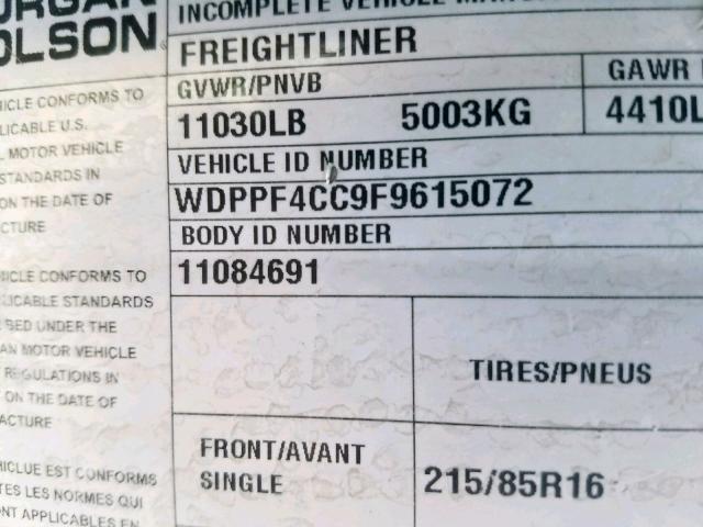 WDPPF4CC9F9615072 - 2015 FREIGHTLINER SPRINTER 3 WHITE photo 10