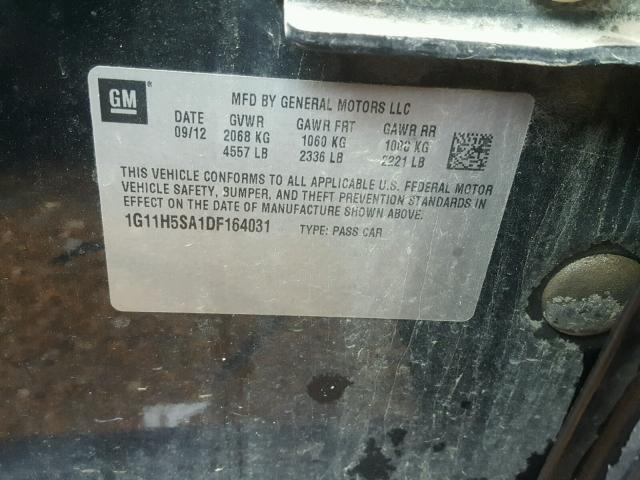 1G11H5SA1DF164031 - 2013 CHEVROLET MALIBU LTZ 黑色 照片 10