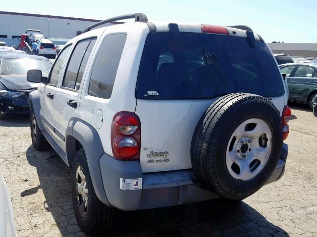 1J4GL48K45W692300 - 2005 JEEP LIBERTY SP WHITE photo 3