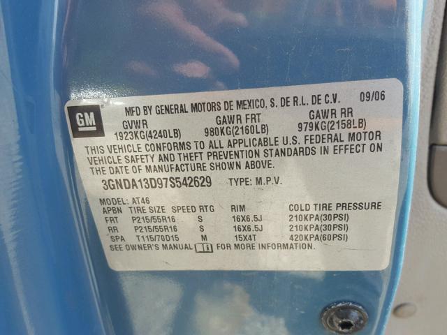 3GNDA13D97S542629 - 2007 CHEVROLET HHR LS Azul foto 10
