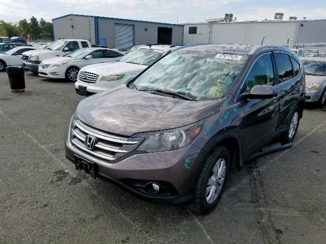 2HKRM4H75EH651932 - 2014 HONDA CR-V EXL GRAY photo 2