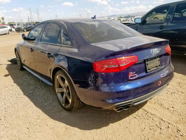 WAUKGAFL3EA148413 - 2014 AUDI S4 PRESTIG BLUE photo 3