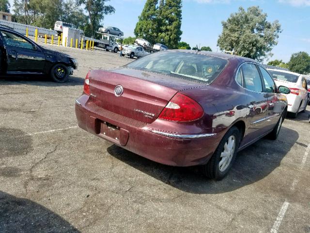 2G4WD582161300138 - 2006 BUICK LACROSSE C MAROON photo 4