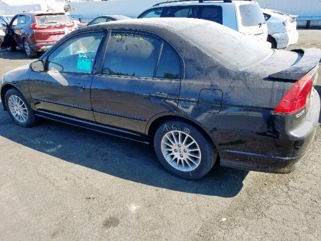 2HGES15505H566478 - 2005 HONDA CIVIC LX BLACK photo 3