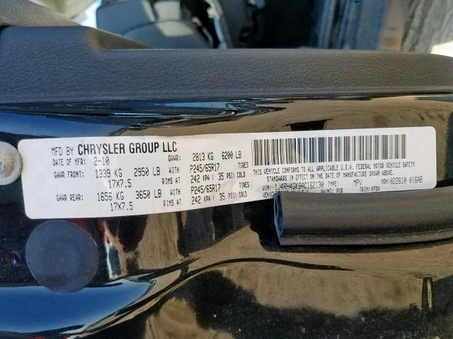 1J4RH4GK8AC162130 - 2010 JEEP COMMANDER შავი ფოტო 10