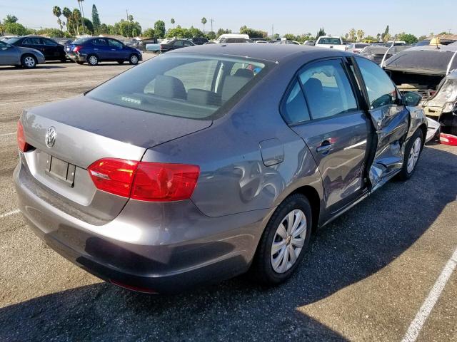 3VW2K7AJ2EM405040 - 2014 VOLKSWAGEN JETTA BASE GRAY photo 4