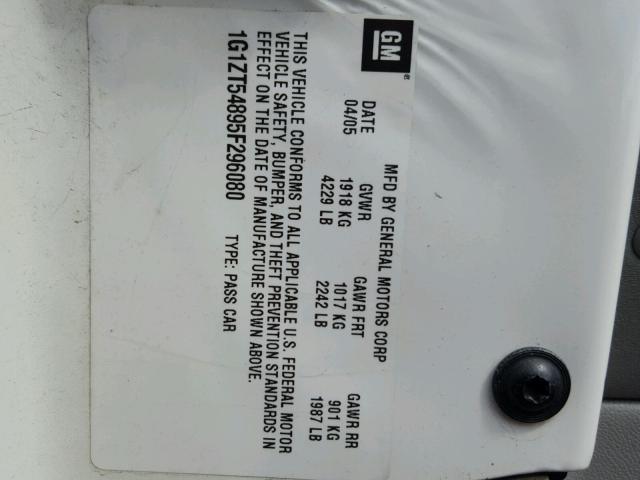 1G1ZT54895F296080 - 2005 CHEVROLET MALIBU LS 白色 照片 10