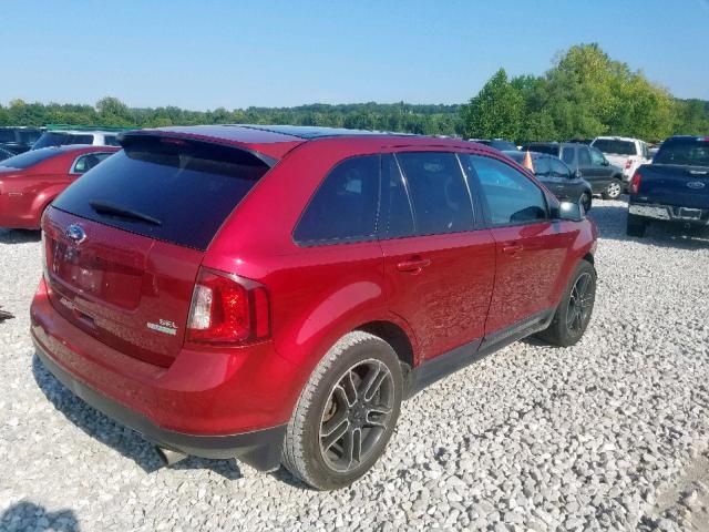 2FMDK3J99EBB55352 - 2014 FORD EDGE SEL RED photo 4