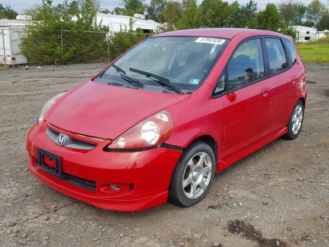 JHMGD37627S012775 - 2007 HONDA FIT S RED photo 2