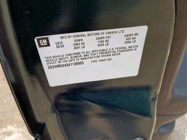 2G2WR524341135663 - 2004 PONTIAC GRAND PRIX GREEN photo 10