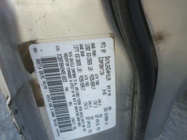 2C8GF68424R510223 - 2004 CHRYSLER PACIFICA SILVER photo 10