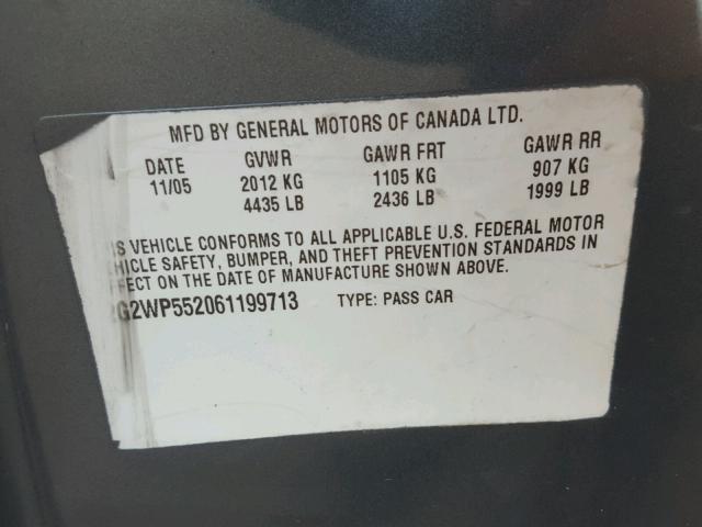 2G2WP552061199713 - 2006 PONTIAC GRAND PRIX GRAY photo 10