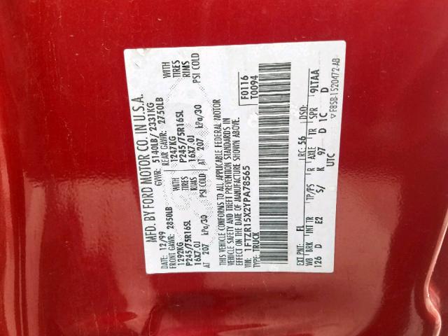 1FTZR15X2YPA78565 - 2000 FORD RANGER SUP RED photo 10