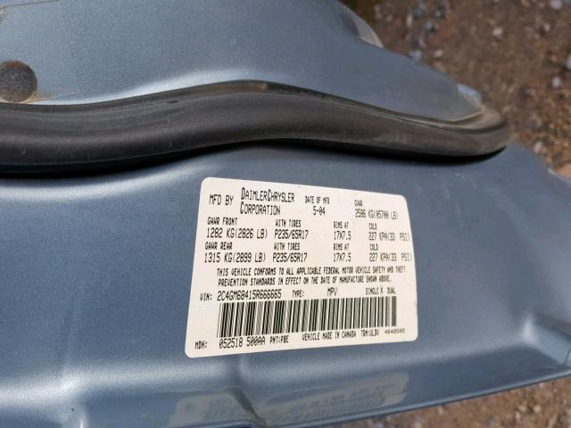 2C4GM68415R666665 - 2005 CHRYSLER PACIFICA T BLUE photo 10