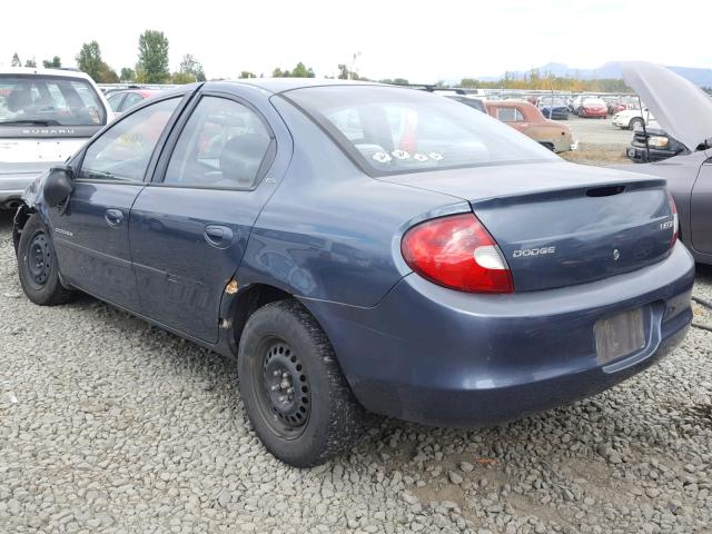 1B3ES46CX1D156406 - 2001 DODGE NEON SE BLUE photo 3