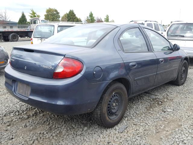 1B3ES46CX1D156406 - 2001 DODGE NEON SE BLUE photo 4