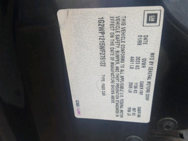 1G2WP1215WF276122 - 1998 PONTIAC GRAND PRIX შავი ფოტო 10