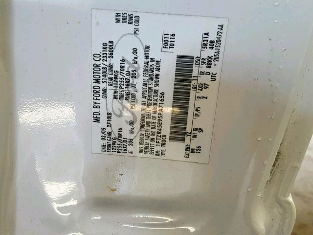 1FTZR45E95PA71656 - 2005 FORD RANGER SUP WHITE photo 10