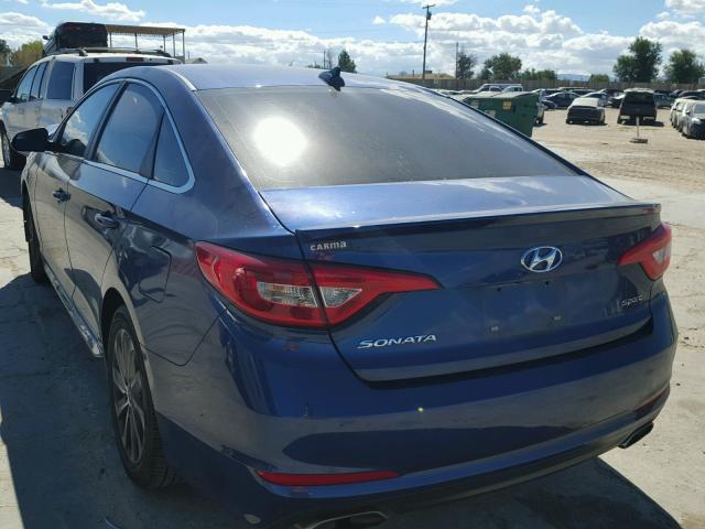 5NPE34AFXFH055929 - 2015 HYUNDAI SONATA SPO BLUE photo 3