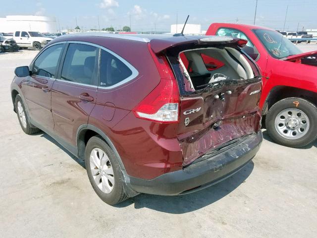 5J6RM4H79CL061283 - 2012 HONDA CR-V EXL MAROON photo 3