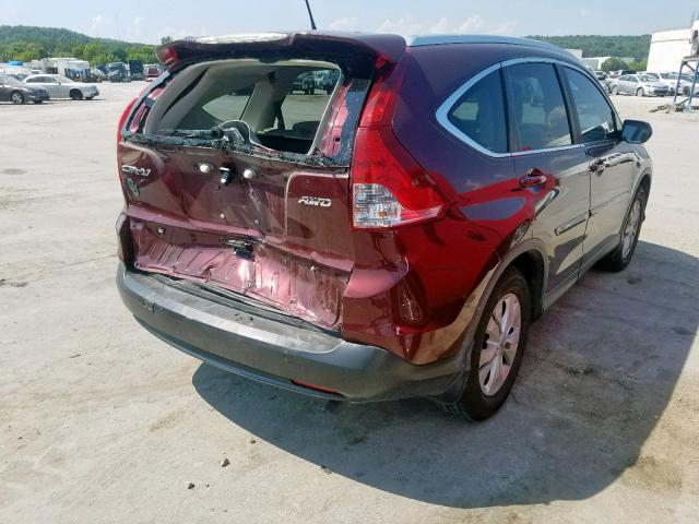 5J6RM4H79CL061283 - 2012 HONDA CR-V EXL MAROON photo 4