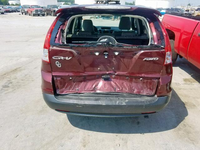 5J6RM4H79CL061283 - 2012 HONDA CR-V EXL MAROON photo 9