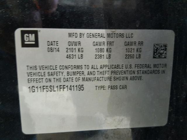 1G11F5SL1FF141195 - 2015 CHEVROLET MALIBU LTZ 黑色 照片 10