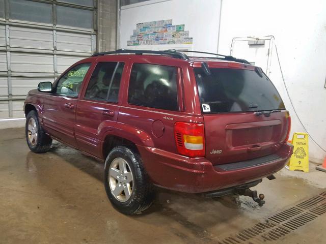 1J4GW58N4YC202287 - 2000 JEEP GRAND CHER BURGUNDY photo 3