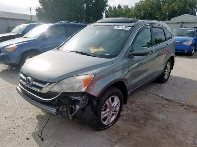 5J6RE3H77AL015956 - 2010 HONDA CR-V EXL TEAL photo 2