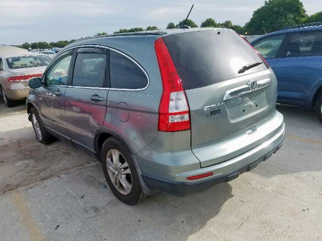 5J6RE3H77AL015956 - 2010 HONDA CR-V EXL TEAL photo 3