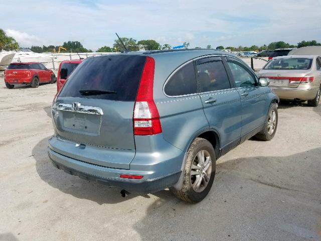 5J6RE3H77AL015956 - 2010 HONDA CR-V EXL TEAL photo 4