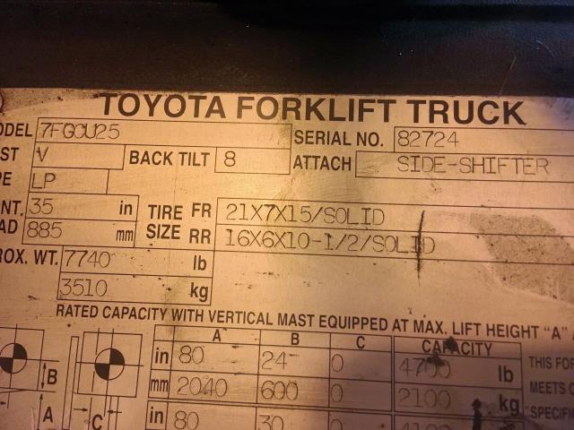 7FGUC2582724 - 2004 TOYOTA FORKLIFT UNKNOWN - NOT OK FOR INV. photo 10