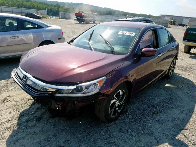 1HGCR2F32GA003231 - 2016 HONDA ACCORD LX MAROON photo 2