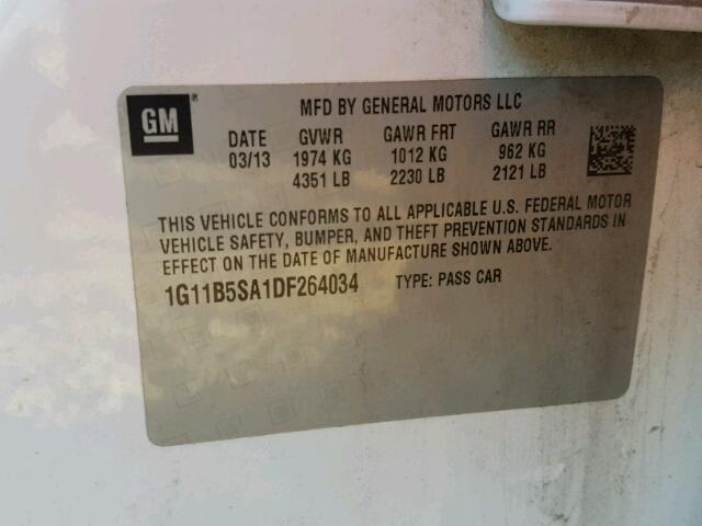 1G11B5SA1DF264034 - 2013 CHEVROLET MALIBU LS Ağ foto 10