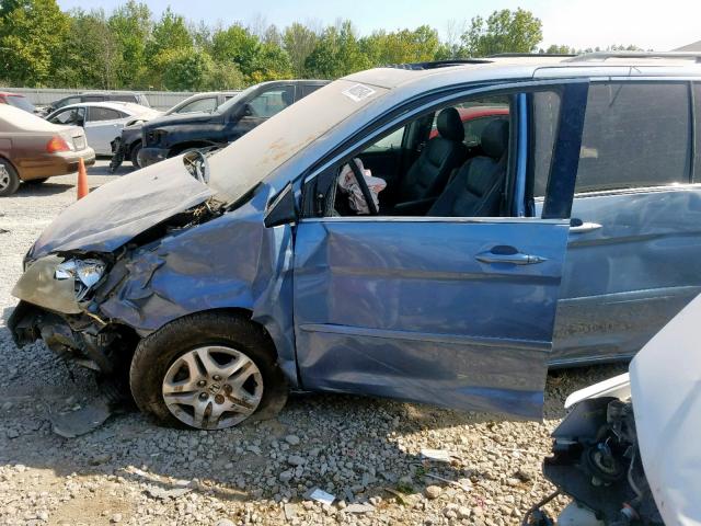 5FNRL38716B070327 - 2006 HONDA ODYSSEY EX BLUE photo 9