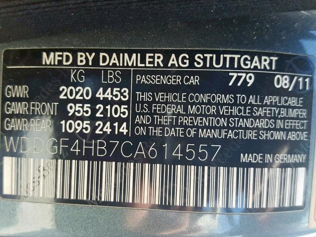 WDDGF4HB7CA614557 - 2012 MERCEDES-BENZ C 250 BLUE photo 10