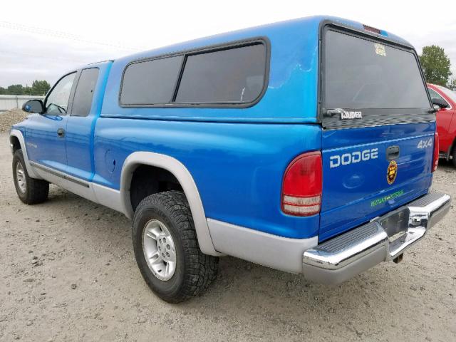 1B7GG22Y3XS226198 - 1999 DODGE DAKOTA BLUE photo 3