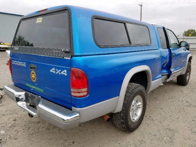 1B7GG22Y3XS226198 - 1999 DODGE DAKOTA BLUE photo 4