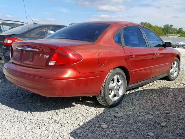 1FAFP5525YG138008 - 2000 FORD TAURUS SES RED photo 4