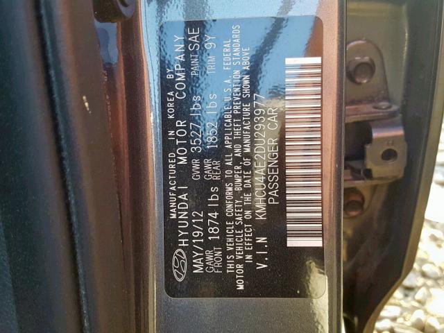 KMHCU4AE2DU293977 - 2013 HYUNDAI ACCENT GLS SILVER photo 10