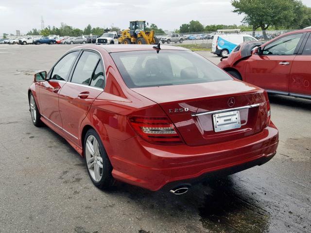 WDDGF4HB6DR256662 - 2013 MERCEDES-BENZ C 250 RED photo 3