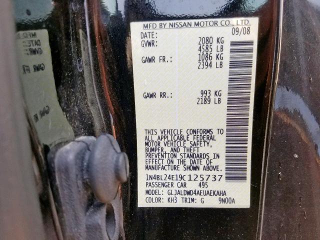 1N4BL24E19C125737 - 2009 NISSAN ALTIMA 3.5 BLACK photo 10